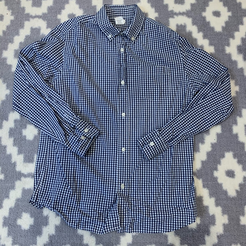 Boys CrewCuts Size 12 Navy Gingham Shirt